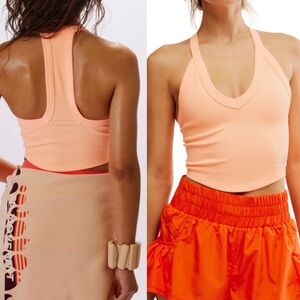 NWT FREE PEOPLE FP movement All Clear V neck cami paste Peach M/L